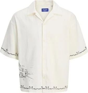 Jack & Jones Wide Fit Hemd kurzarm cloud dancer (Herren)