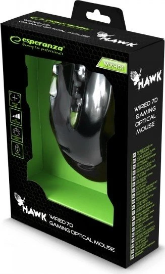 Esperanza MX401 Hawk 7D schwarz/grün, USB