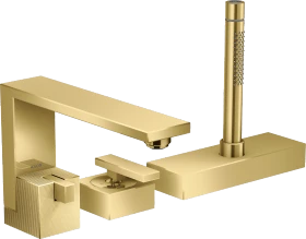 Hansgrohe AXOR Edge 3-Loch Einhebel-Wannenrandmischer - Diamantschliff polished goldoptik