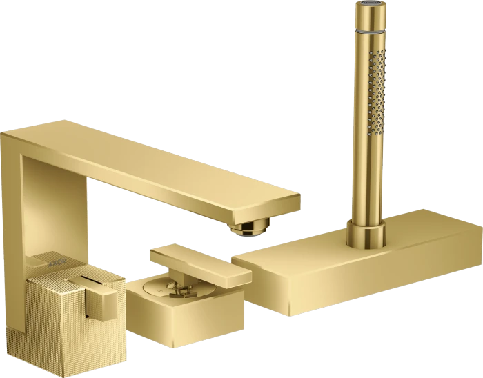 Hansgrohe AXOR Edge 3-Loch Einhebel-Wannenrandmischer - Diamantschliff polished goldoptik