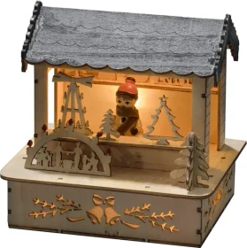 Konstsmide Motiv Holzleuchter Marktstand mit grauem Dach 12.5cm LED 3x warmweiß