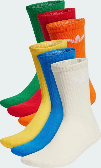 adidas Trefoil Cushion Crew Socken wonder white/blue bird/green, 6 Paare