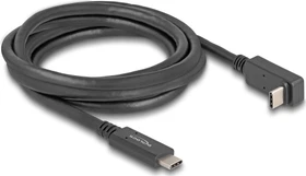 DeLOCK USB-C auf USB-C Kabel, USB 3.0 mit DP, 5Gb/s, 4K, 60W USB PD, gewinkelt, E-Marker, schwarz, 2m (80035)