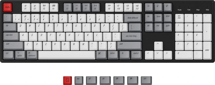 Keychron K10 OEM Dye-Sub Keycap-Set Retro Mac, Kunststoff (PBT), Retro Mac, weiß/rot/grau, 111 Tasten (104+7), ANSI-US