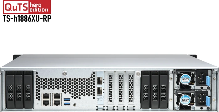 QNAP QuTS hero TS-h1886XU-RP-D1622-32G 9TB, 32GB RAM ECC, 2x SFP+ 10Gb/s, 2x RJ-45 10GBase-T, 2HE