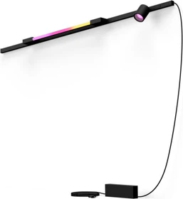 Philips Hue White and Color Ambiance Basis Perifo Schienensystem für die Wand gerade mit 1 Spots & 1 Gradient Light Tube kompakt schwarz