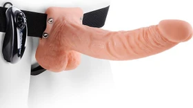Pipedream Fetish Fantasy Series 9 Vibrating Hollow Strap-On with Balls flesh