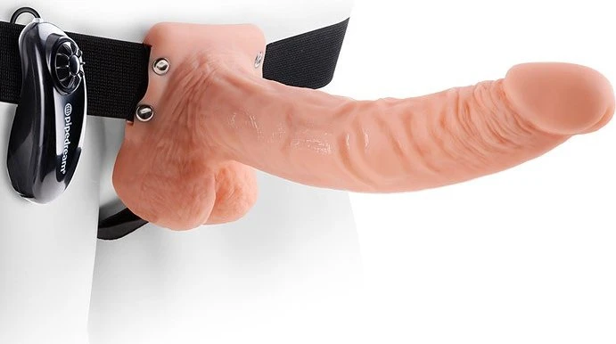 Pipedream Fetish Fantasy Series 9 Vibrating Hollow Strap-On with Balls flesh