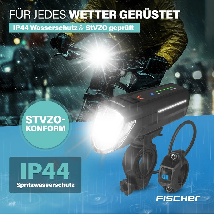Fischer LED-Akku 180 Lux Frontlicht schwarz