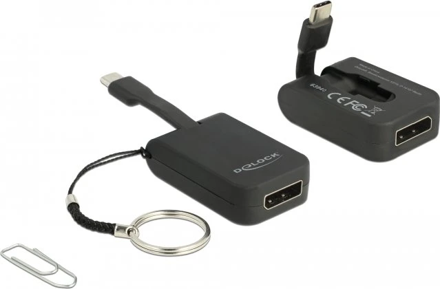 DeLOCK USB Type-C Adapter zu DisplayPort, DP Alt Mode, 4K 60Hz, Schlüsselanhänger, USB-C 3.0 [Stecker]