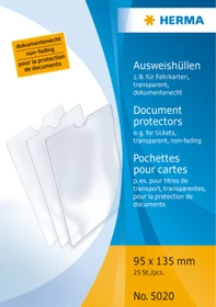 Herma Ausweishülle 95x135mm für Fahrkarten und Kinderausweise, Sonderformat, transparent, 25er-Pack