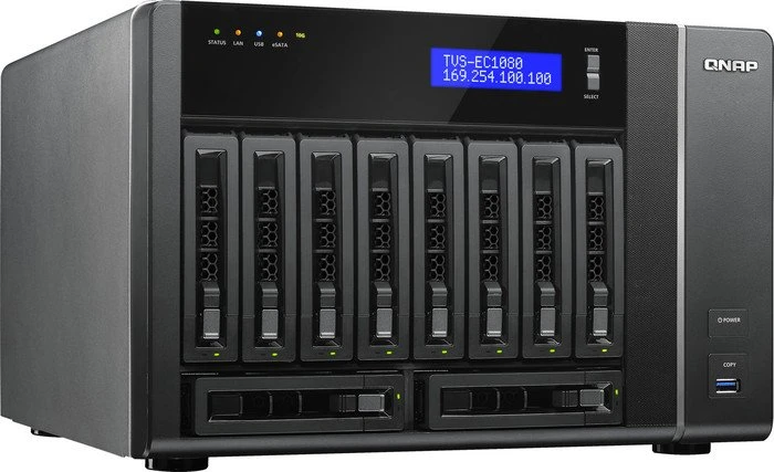QNAP TVS-EC1080-i3-8G, 8GB RAM, 4x RJ-45 1000Base-T, 3x USB-A 3.0