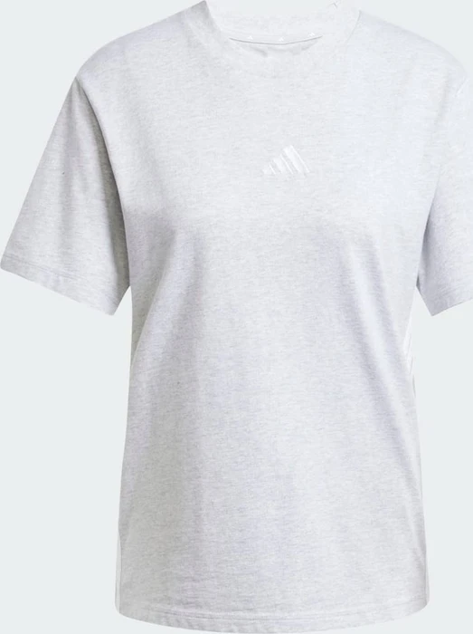 adidas Essentials 3-Streifen Cotton T-Shirt kurzarm light grey heather/white (Damen)
