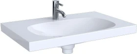 Geberit Acanto Waschtisch 75x48cm, Hahnloch mittig, Überlauf verdeckt, Ablagefläche, Ablaufkappe, weiß