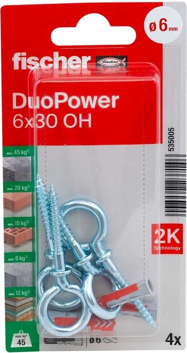 fischer DuoPower 6x30 OH K Schrauben/Dübel-Sortiment, 4 Stück (535005)