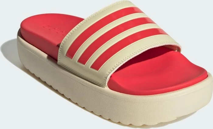 adidas Platform Adilette warm vanilla/semi lucid red (Damen)