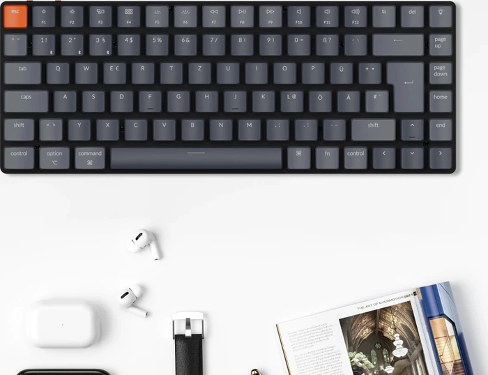 Keychron K3 V2, 75% TKL, LEDs RGB, schwarz/grau, Gateron LOW PROFILE BLUE, USB/Bluetooth, DE