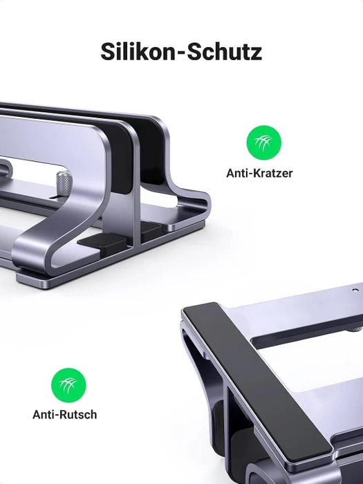 Ugreen Vertikaler Laptopständer, 2 Slot, grau, verstellbar