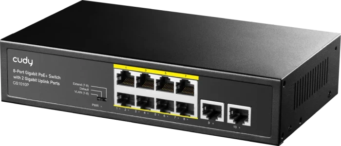 Cudy GS100 Series Rackmount Gigabit Switch, 10x RJ-45, 120W PoE+