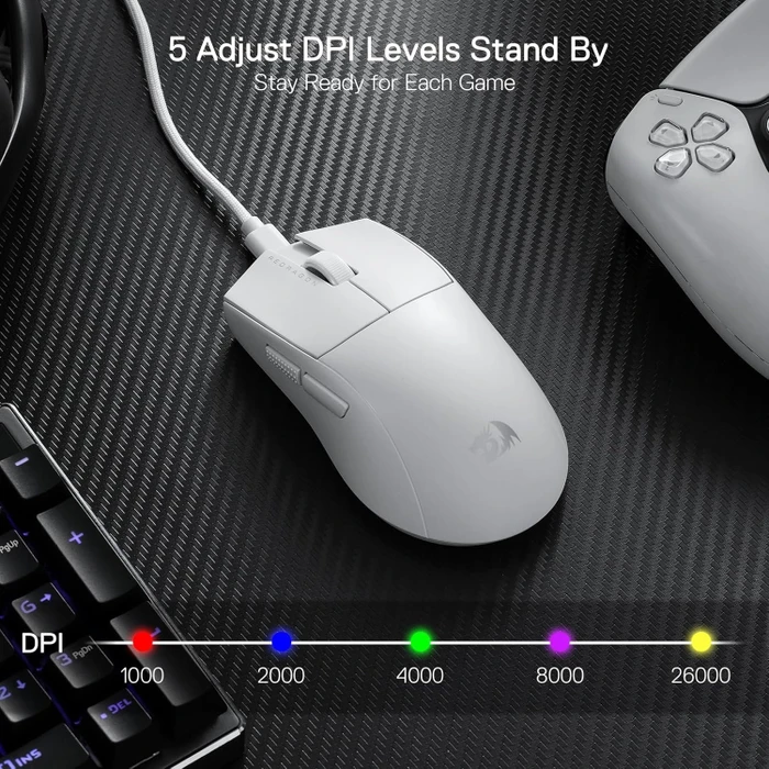 Redragon M996 K1NG 8K Ultra-Lightweight Wired Gaming Mouse weiß, USB