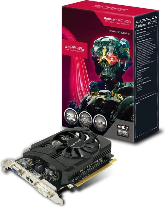 Sapphire Radeon R7 250, 2GB GDDR5, VGA, DVI, HDMI, lite retail
