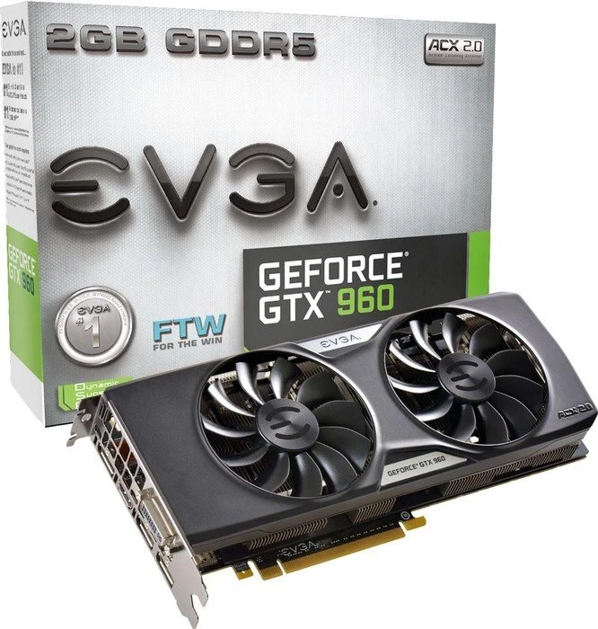 EVGA GeForce GTX 960 FTW ACX 2.0+, 2GB GDDR5, DVI, HDMI, 3x DP