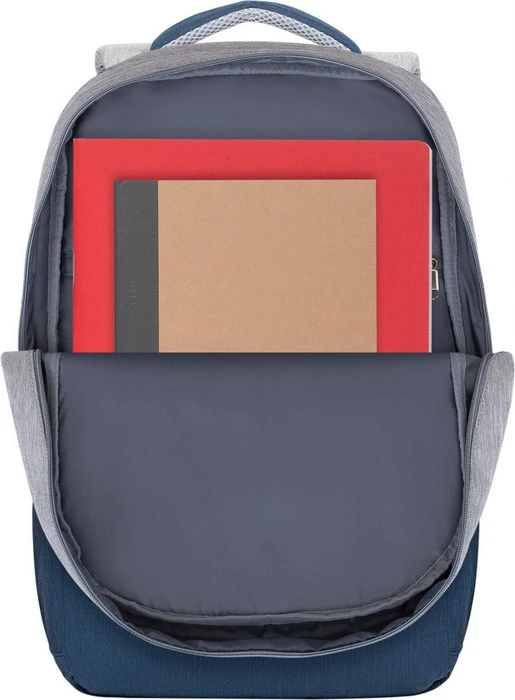 RivaCase Prater anti-theft Laptop Rucksack 17.3", Grey/Dark Blue