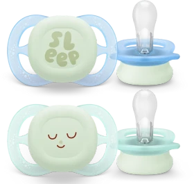 Philips Avent SCF075/08 ultra start Nighttime Beruhigungsschnuller, 0-2M, Silikon, blau/grün, 2 Stück