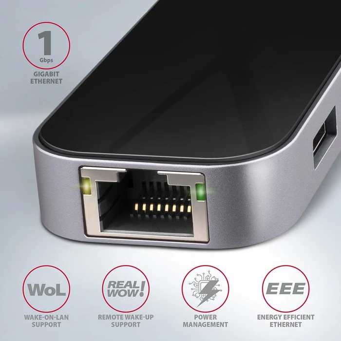Axagon 6in1 USB-C Combo Hub, USB-C 3.0 [Stecker]