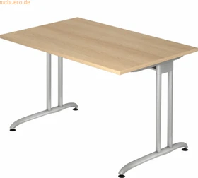 Hammerbacher Ergonomic B-Serie BS12/E Schreibtisch 120x80cm Eiche/silber