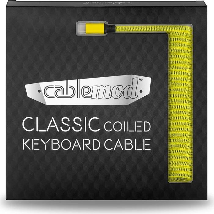 CableMod Classic Coiled Keyboard Cable USB Micro-B auf USB-A, Tastaturkabel (Spiral-Textilkabel), 1.5m, Dominator Yellow