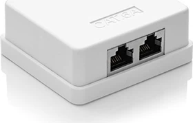 deleyCON Cat6a Anschlussdose Aufputz weiß, 2x RJ-45