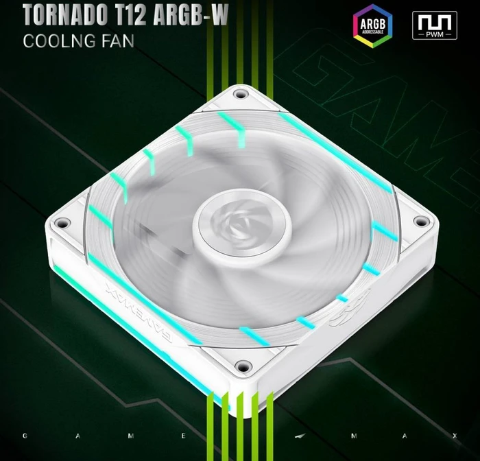 GameMax Tornado T12 ARGB-W, weiß, 120mm