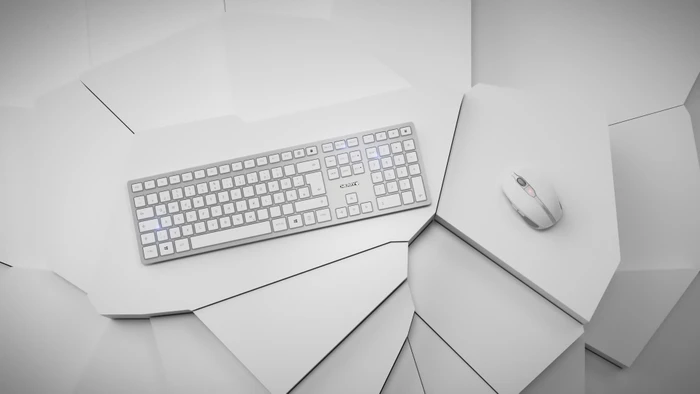 Cherry DW 9100 Slim weiß/silber, USB/Bluetooth, BE