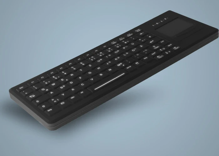 Contour Design Active Key Desinfizierbare beleuchtete Tastatur mit Touchpad, vollversiegelt, schwarz, USB, US