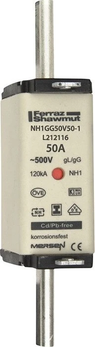 Mersen Sicherungseinsatz DIN NH Standard gG Größe NH1 500VAC 250VDC 50A