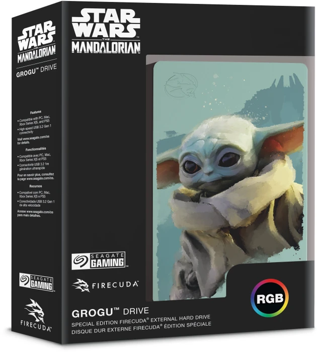 Seagate FireCuda Gaming HDD - Grogu Special Edition, 2TB, +Rescue, USB 3.0 Micro-B