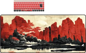 Sharkoon Skiller SGK50 S3 Design Bundle D3 - XXL Mousemat+Keycaps, Kunststoff (PBT) Double-Shot, gelb/rot/schwarz, 85 Tasten, ISO-DE