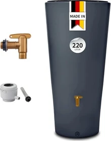 4rain Vaso 2in1Komplettset Regenwassertank 220l graphite grey