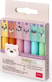 Legami Pastell Teddy's Style Mini Textmarker sortiert, 6er-Set