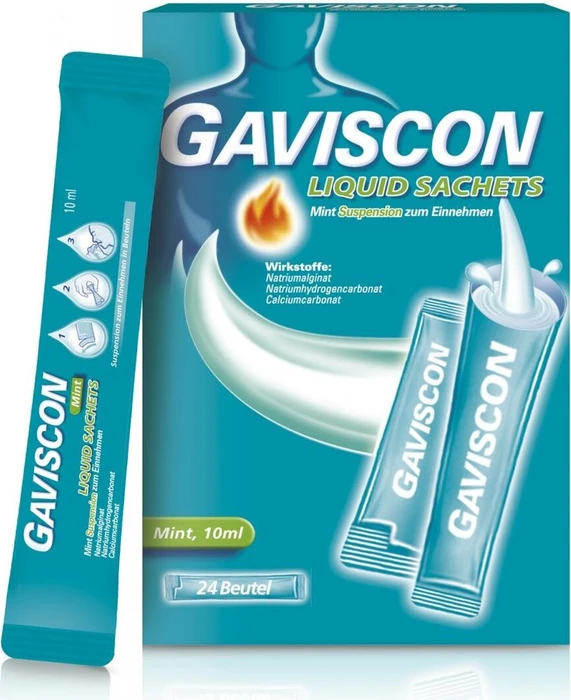 Gaviscon Liquid Sachets Mint Suspension Beutel, 24 Stück