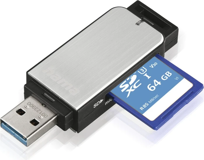 Hama Dual-Slot-Cardreader silber, USB-A 3.0 [Stecker]