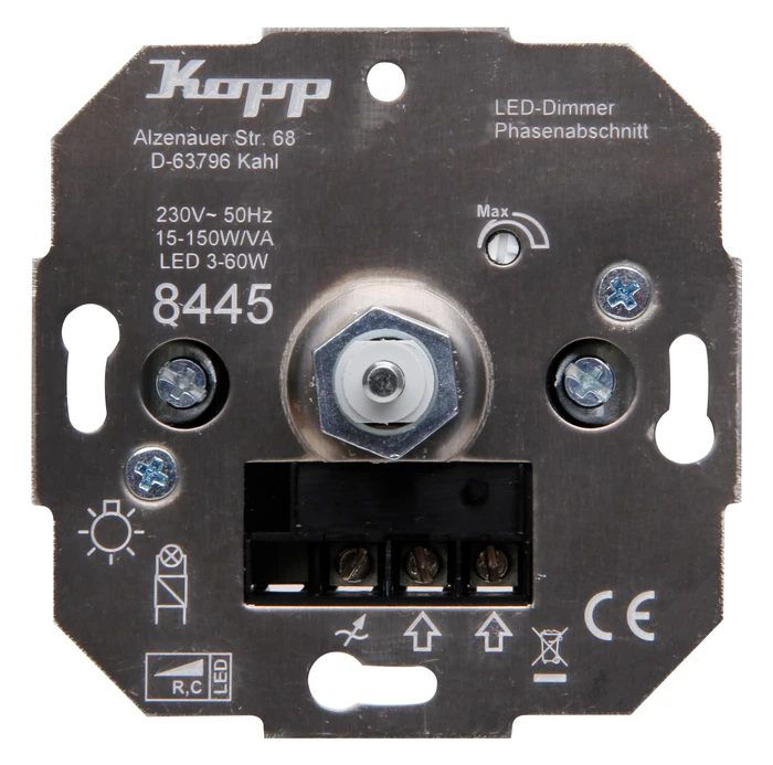Kopp Unterputz Professional Druck-Wechselschalter - LED Dimmer, 50W/RC