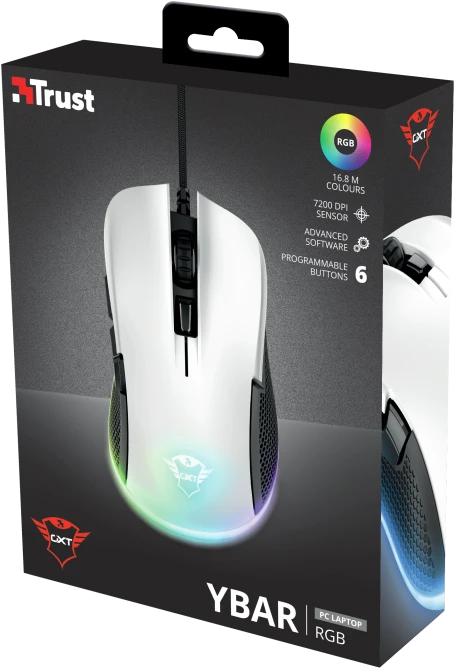 Trust Gaming GXT 922W YBAR RGB Gaming Mouse weiß/schwarz, USB