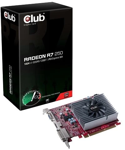 Club 3D Radeon R7 250, 1GB GDDR5, VGA, DVI, HDMI