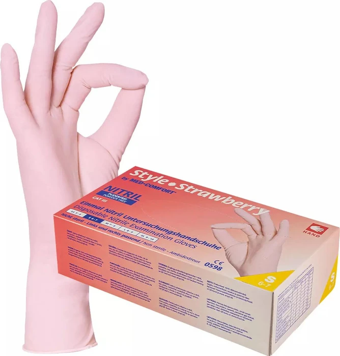 Ampri Style Strawberry Nitril Einweghandschuhe M, 100 Stück (01185-M)