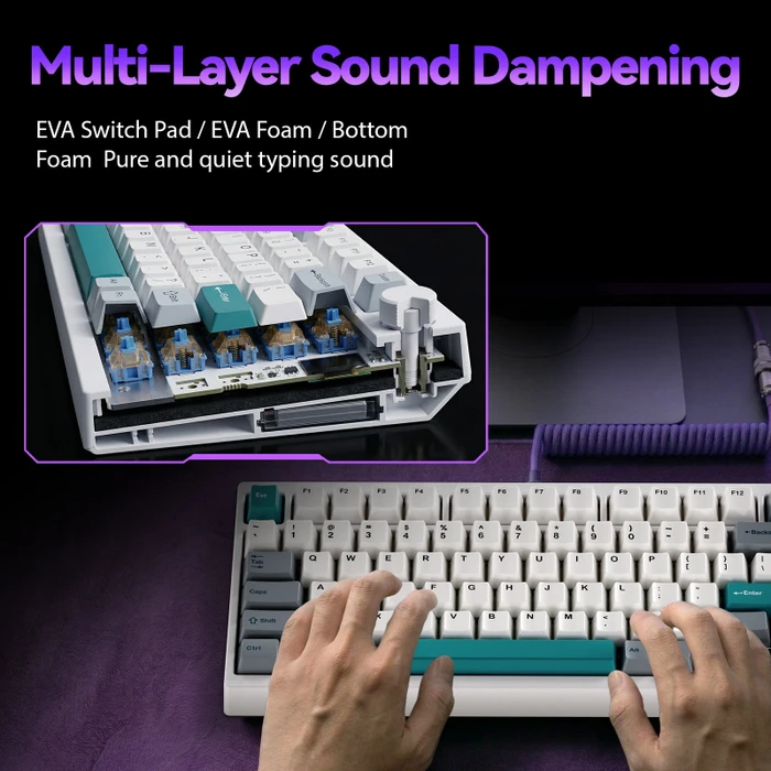 Gamakay TK75 SOCD Silent Mechanical Keyboard, Phoenix V2 linear, USB/Bluetooth, DE