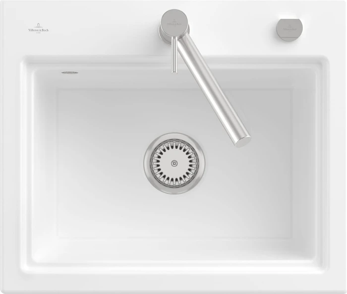 Villeroy & Boch Subway Style 60 S Einbau Becken mittig mit Ablauffernbedienung weiß alpin