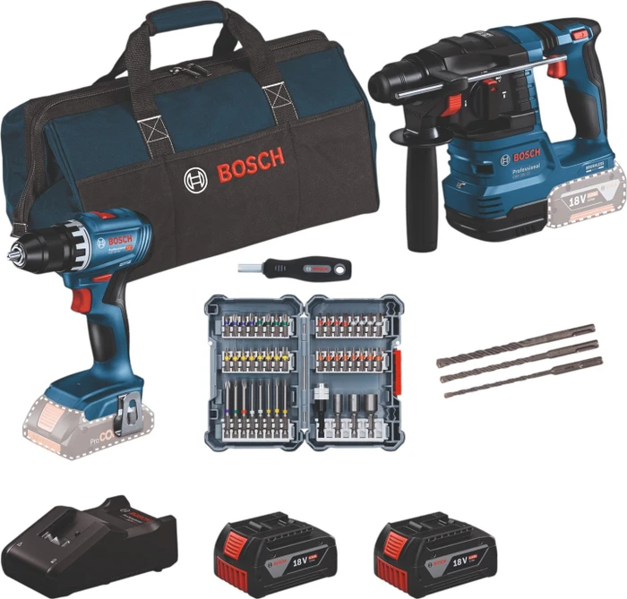 Bosch Professional Akku-Maschinenset inkl. Tasche + 2 Akkus 4.0Ah