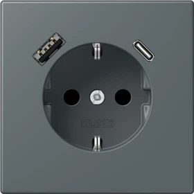 Jung Serie LS SCHUKO-Steckdose mit USB-Ladegerät Safety+, gris fonceé 31